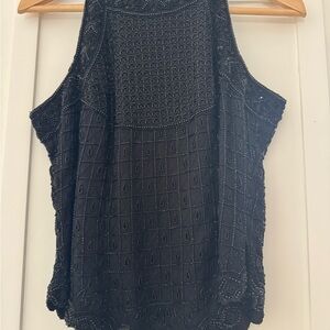 Papell Boutique Black Beaded Tank Top